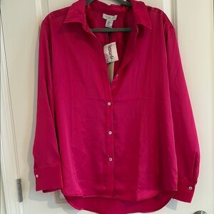 NWT Rachel Zoe Women's Pink Button-Up Blouse